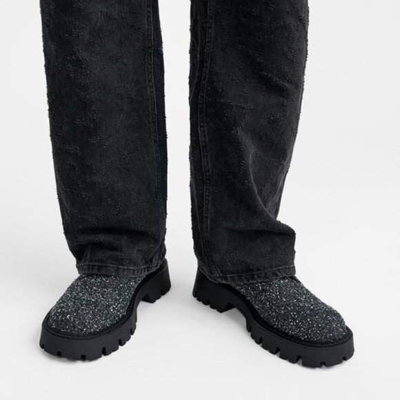 NWT - ZARA MEN’S CHUNKY FABRIC DERBY SHOES, BLUE - SIZE 8 - Picture 4 of 14